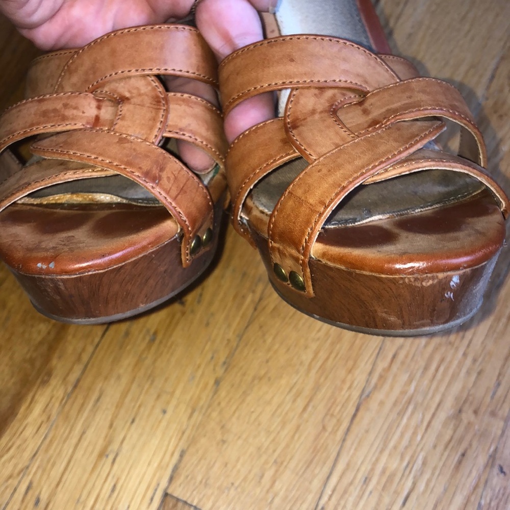 Sam Edelman tan leather wooden platform sandals - Picture 7 of 7